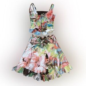 Roberto Cavalli SS2003 Corset + Silk Skirt Set